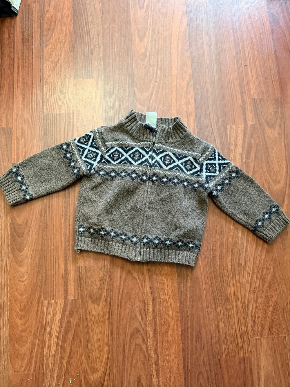 Carter's Brown Fair Isle Zip-Up Sweater